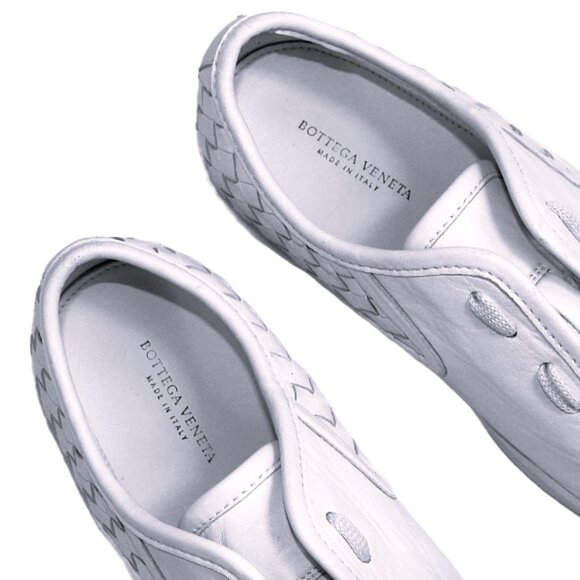 Bottega Veneta Intrecciato White Leather Low Profile Sneaker, Size 36.5 (US 6.5) - Picture 12 of 13